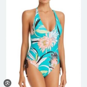Trina Turk Shangra La Floral One Piece Swimsuit, Jade NWT Size 10